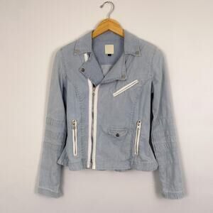 Joe's Jeans Chambray Pinstripe Moto Jacket Small
